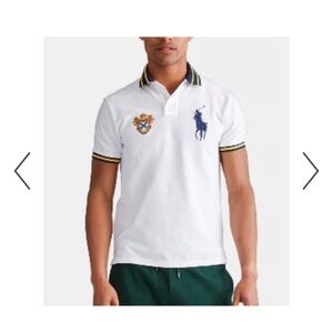Polo Ralph Lauren Gold Metallic Big Pony Crest Logo Polo Shirt Size Slim XXL